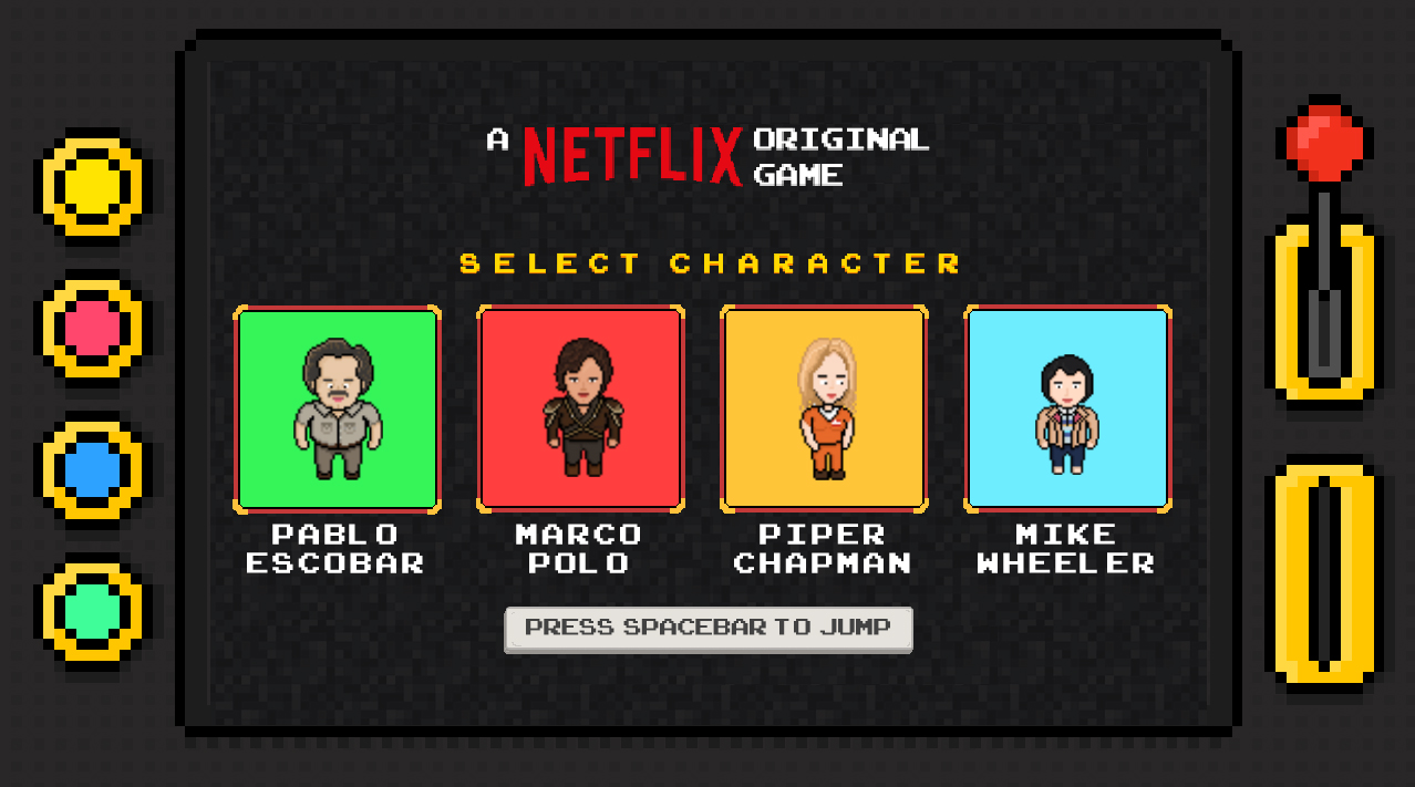 O novo game Flixarcade traz personagens das séries exclusivas do Netflix.